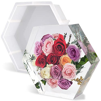 Large Silicone Molds for Resin, Actvty Hexagon Resin Molds, 9 Inch Upgraded Hexagon Silicone Molds for Flowers Preservation, Epoxy Molds for Resin Casting DIY Wedding Home Decors - size: Hexagon Resin Mold