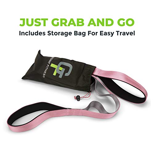 Gradient Fitness Stretching Strap for Physical Therapy, 12 Multi-Loop Stretch Strap 1.5" W x 8' L, Neoprene Handles, Physical Therapy Equipment, Yoga Straps for Stretching, Leg Stretcher. - color: Pink/Grey