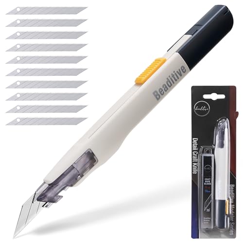 High Precision Detail Craft Knife with 10 Blades - 30 Degree Blade Utility Knife - Art, Craft, Model Making - style: 1 Knife, 10 Blades