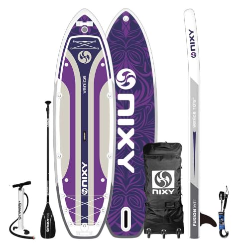 NIXY Venice G5 Cruiser & Yoga Inflatable Paddle Board | 10'6" x 34" x 6" Ultra-Light SUP with Welded Seams, Woven Drop Stitch for Safety and Durability.