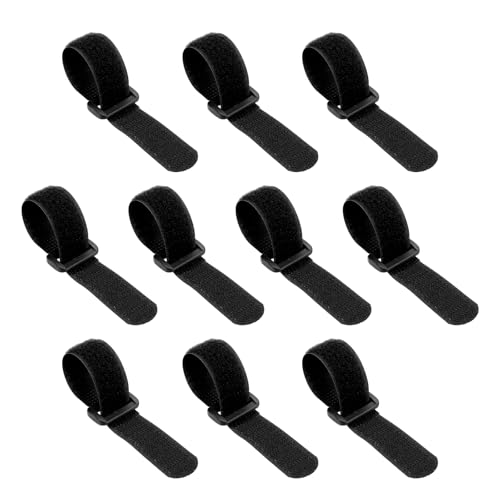 PATIKIL 0.8"x6" Reusable Cinch Straps, 10Pcs Adjustable Nylon Multipurpose Hook and Loop Cable Securing Straps with Plastic Buckle for Organizer Storage Cables Cords Ropes, Black - color: Black, size: 0.8" x 6"