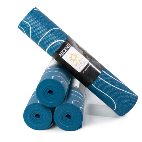 Ascend 6mm Thick Yoga Mat, 4 Pack, 72x24in - color: Ocean Tide - Printed, size: 4 Pack