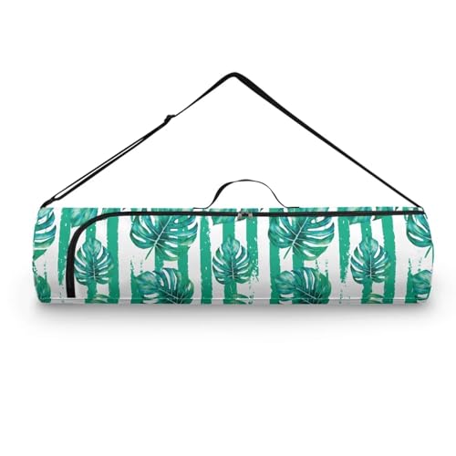 Yoga Mat Bags for Women Lightweight Gym Bag with Strap Full Zip Yoga Accessories - color: Stripe Palm