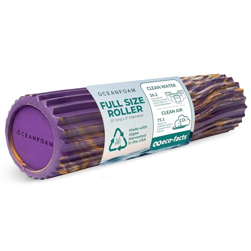 Oceanfoam Tidal Roller - Purple, Gold & Natural Marbled - Muscle Massage Foam Roller for Back Pain & Stretching - Firm & Ergonomic Wide Wave Textured - Yoga, Athletics, Wellness - Full Size, 20" x 5" - color: Purple, Gold & Natural Marbled