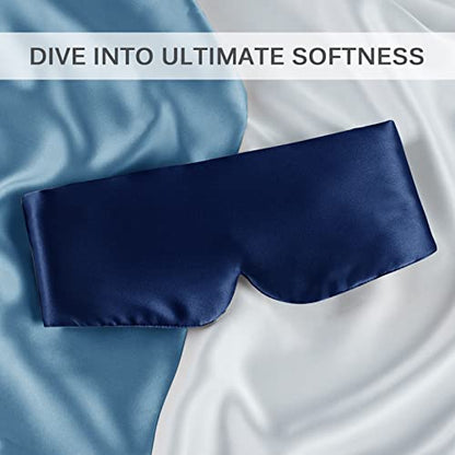 Zenssia 100% Mulberry Silk Sleep Mask Eye Mask for Men and Women, Dark Blue - color: Dark Blue