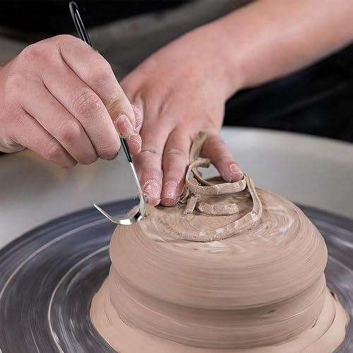 Supkirr 4 Pcs Metal Clay Carving Knife, Pottery Clay Sculpture Tools Set with 4 Throwing Trimming Spinner Tools, Stainless Pottery Trimming Knifes for Engraving, Styling Pottery, Shaping and Sculpture