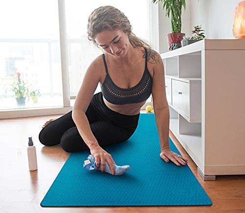 IUGA Yoga Mat Thick Non Slip Anti-tear Pilates Mat Eco Friendly Hot Yoga Mats for Workout & Exercise(72"x 24"x 6mm) - color: Ocean