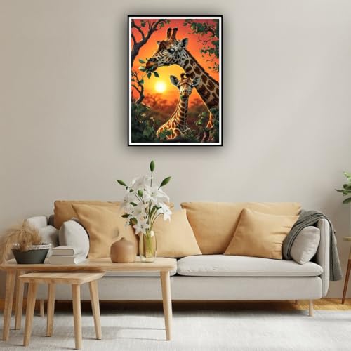hill froeistung Giraffe Diamond Art Kits for Adults,Beginners | 5D Tree Diamond Art Painting Kits,DIY Paint with Round Full Drill Diamond Dots Craft Home Wall Decor Gift 12x16 inch - color: HF-A151
