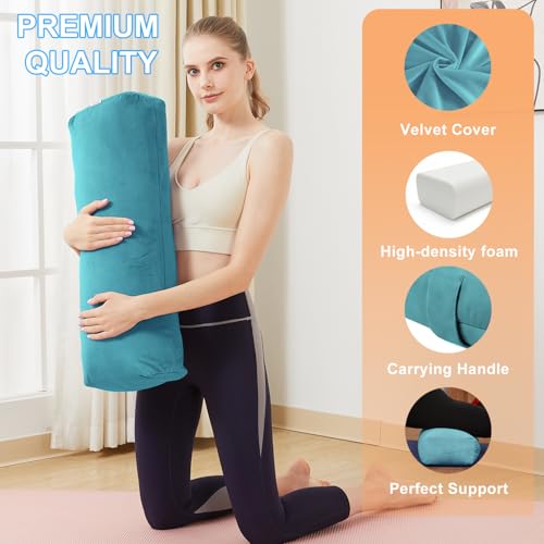Rectangular Yoga Bolster Pillow for Restorative Yoga | Meditation Cushion for Yoga Practice, Yoga Cushion Foam Wedges, Prenatal support, Chest opening, Leg elevation - color: Green