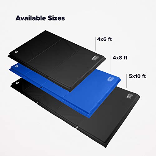 We Sell Mats Gymnastics Mat, Folding Tumbling Mat, Portable with Hook & Loop Fasteners - color: Black, size: 4 ft x 8 ft x 1.5 in