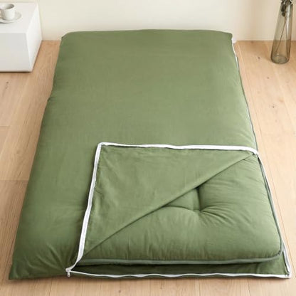 Marsui Japanese Floor Mattress with Washable Cover Thick Futon Mattress Tatami Mat Memory Foam for Adults Sleeping Camping Travel Guest Bed Bedroom Living Room Floor Lounger,Green
