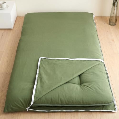 Marsui Japanese Floor Mattress with Washable Cover Thick Futon Mattress Tatami Mat Memory Foam for Adults Sleeping Camping Travel Guest Bed Bedroom Living Room Floor Lounger,Green