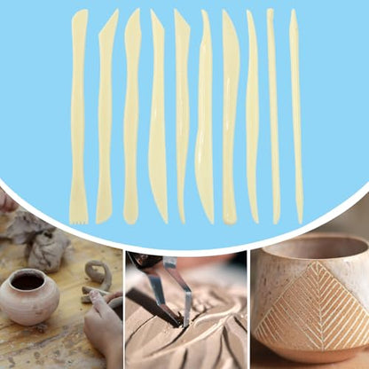 Moicstiy 10Pcs Double Ended Clay Sculpting Tools, Plastic | Clay Modeling Tools, For Carving, Smoothing, Shaping