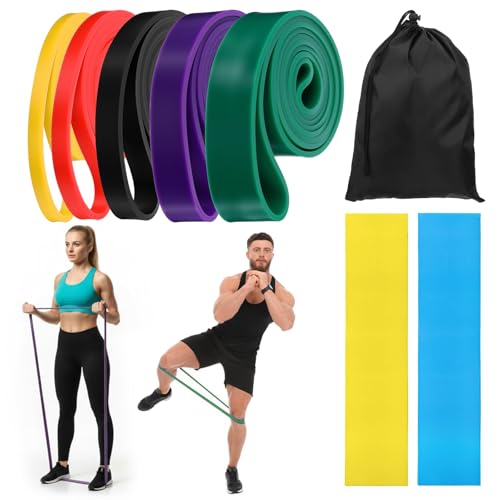 8pcs Pull Up Assistance Bands Set 5pcs Resistance Bands for Men | 2pcs Thin Pull Up Band, Cloth Bag, Gym Exercise Workout Band, Working Out, Stretching, Physical Therapy, Muscle Training