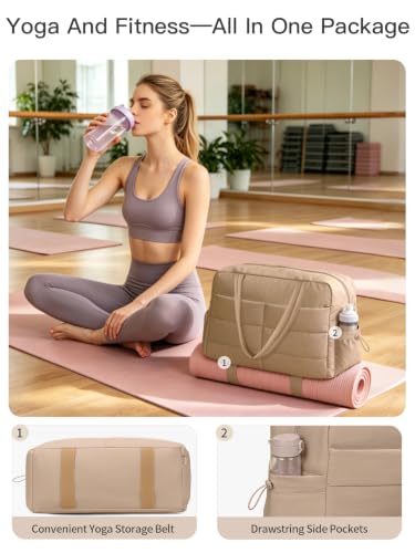 Gitus Travel Duffle Bag for Women Puffer Weekender Bags Carry on Gym Bag - color: Brown