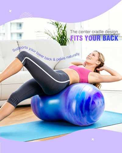 ZOOJOY Peanut Ball for Kids and Adults | 18/20Inch Anti-Burst Exercise Ball - color: Purple & Blue, size: 39 x 20 Inch