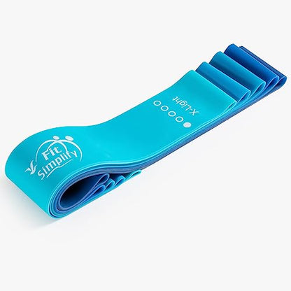 Fit Simplify Resistance Loop Exercise Bands with Instruction Guide and Carry Bag, Set of 5 - color: Blue