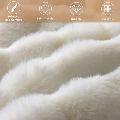 LIFEYJ Faux Fur Throw Blanket for Couch,Soft Plush Bubble Blanket,60"x80" - color: G-white, size: 60"W x 80"L
