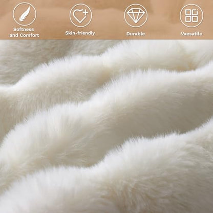 LIFEYJ Faux Fur Throw Blanket for Couch,Soft Plush Bubble Blanket,60"x80" - color: G-white, size: 60"W x 80"L
