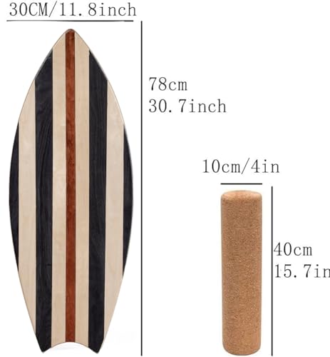 Balance Board Indoor Surfboard Surf Style Home Fitness with Wheel for Exercise, Athletic Training and Board Sports - Fun Workout Equipment For Balance, Stability and Improving Core Strength - color: base_strip