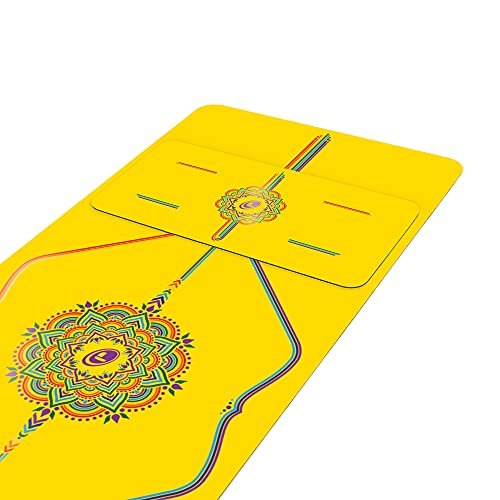 Liforme Yoga Pad - Revolutionary Alignment System, Advanced Non-Slip Grip | Eco-friendly, Non-Toxic, Sweat-Resistant, 4.2mm thick pad for knee, elbow and hand support during Yoga, Free Yoga Bag - color: Yellow