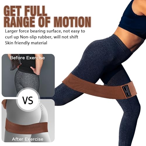 12 Pcs Fabric Resistance Bands for Working Out Non-Slip Booty Exercise Loop Bands for Women Men Glutes Hip Thigh Butt Yoga Pilates Fitness Gym, Light Medium Heavy - color: Dark Brown, style: Heavy Resistance