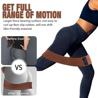 12 Pcs Fabric Resistance Bands for Working Out Non-Slip Booty Exercise Loop Bands for Women Men Glutes Hip Thigh Butt Yoga Pilates Fitness Gym, Light Medium Heavy - color: Dark Brown, style: Heavy Resistance