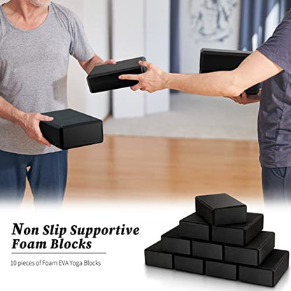 10 Pcs Yoga Blocks Bulk Foam EVA Blocks for Yoga - color: Black