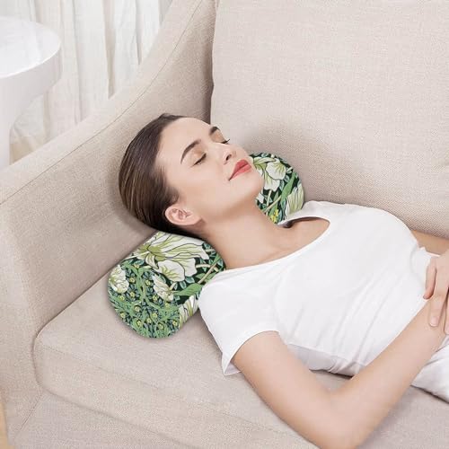 Neck Roll Pillow Bolster Pillow Round Health Memory Foam Long Cervical Roll Cylinder Bolster Body Pillow with Removable Washable Cover Bolster Pillow for Bed Legs Back Yoga Willam Morris Green - color: Flower 26