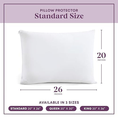 CirclesHome Pillow Protectors 2 Pack Standard Zippered - 100% Cotton Breathable Pillowcases - Protects Pillows from Dirt, Dust and Debri (Standard - Set of 2 - 20x26) - color: 1 - White, size: Standard (20 x 26 inches) - Set of 2