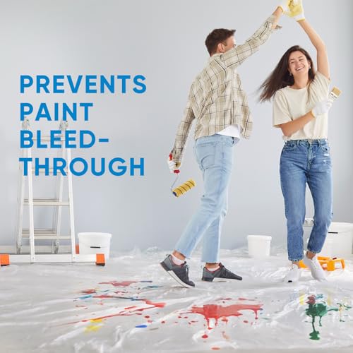 TICONN 12 x 9 Ft Plastic Drop Cloth for Painting, Waterproof Painters Plastic Sheeting, Painting Tarp for Furniture Cover, Floor Protection (3PK, 1.2Mil) - size: 1.2 Mil