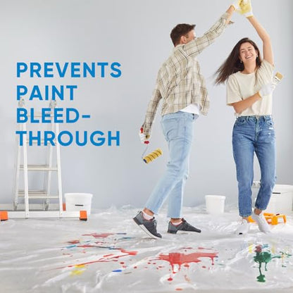 TICONN 12 x 9 Ft Plastic Drop Cloth for Painting, Waterproof Painters Plastic Sheeting, Painting Tarp for Furniture Cover, Floor Protection (3PK, 1.2Mil) - size: 1.2 Mil