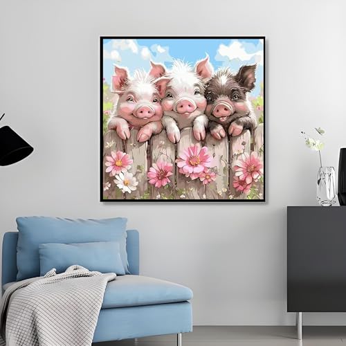 Piglet Paint by Number Kits for Adults, Wildflowers Paint by Number Kits on Canvas, DIY Acrylic Watercolor Oil Colorful Painting by Number for Adults Without Frame for Home Decor 16 x 16 Inch - color: MT22782