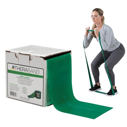 THERABAND Resistance Band, Gold, Max, 25-Yard Roll, Latex-Free, Elastic Band for Exercise, Physical Therapy, Yoga, Pilates, Stretching, Home Workouts, Color-Coded for Easy Resistance Levels - color: Green | Heavy