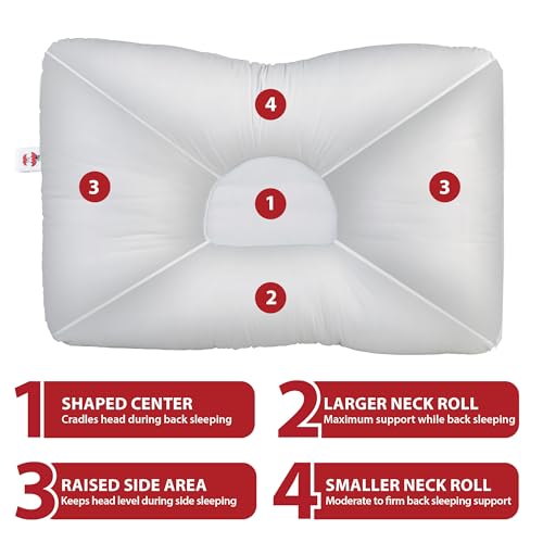 Ergonomic Cervical Pillow for Neck Pain Relief Back & Side Sleepers FULL WH - color: White, size: Full size