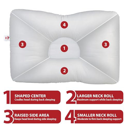 Ergonomic Cervical Pillow for Neck Pain Relief Back & Side Sleepers FULL WH - color: White, size: Full size