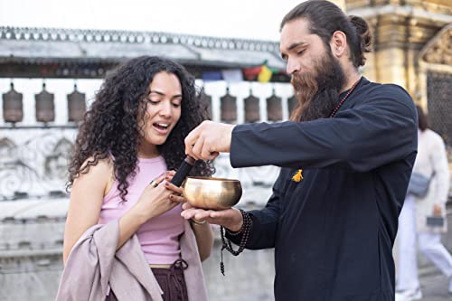 Tibetan Singing Bowl Set - Easy To Play for Beginners - Authentic Handcrafted Mindfulness Meditation Holistic Sound 7 Chakra Healing Gift by Himalayan Bazaar (5") - color: Gold - 5 Inch