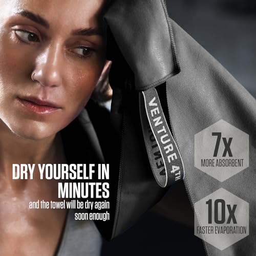 VENTURE 4TH Quick Dry Microfiber Towel for Camping & Gym - Charcoal XL - color: Charcoal, size: 72.00" x 31.50"