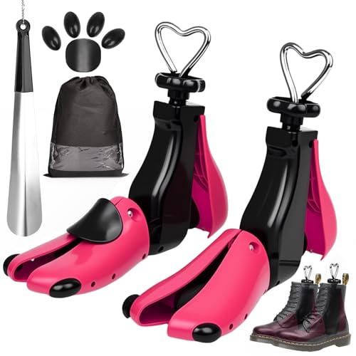 2Pack Shoe Stretcher For Men Women, Adjustable Boot Stretcher For Wide Feet - color: Pink, size: Women 10.5-14,Men 9.5-14