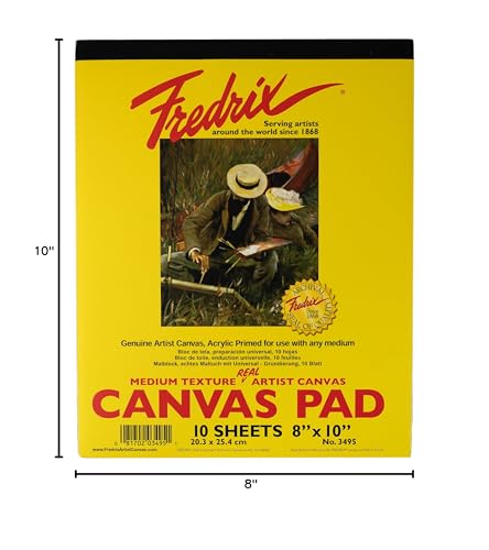Fredrix 3495 Canvas Pad, 8" x 10" Canvas, Primed and Ready to Paint, Sturd, Can be Mounted When Dry, 10 Sheets per Pad, White - color: White Canvas, size: 8" x 10"