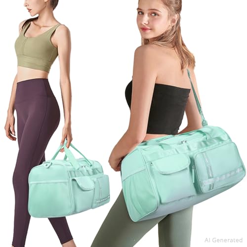 MAXTOP Large Gym Bag for Women Men Duffle Bag With Wet Dry Separation - color: Light Green, style: Gym Bag