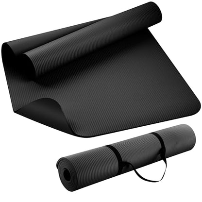 KEEP Extra Thick NBR Yoga Mat - color: Black, size: 72”x24”x10mm