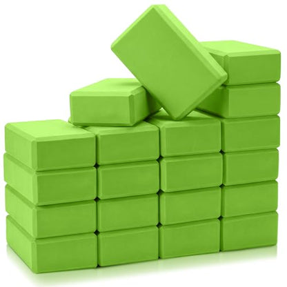 Honoson 20 Pcs Yoga Blocks Bulk 9''x6''x3'' High Density EVA Foam Blocks for Exercise Pilates Meditation, Lightweight Non-slip Surface, Improve Strength Balance Flexibility - color: Green