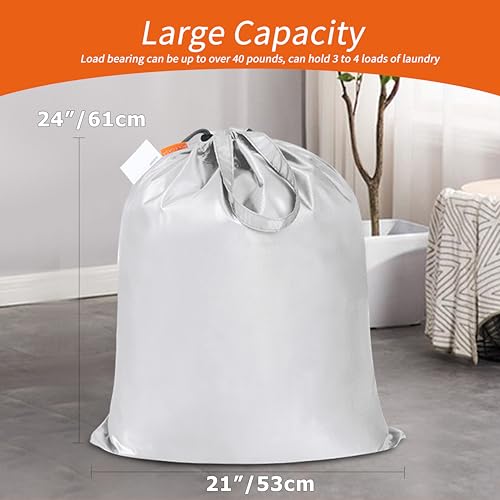 Polecasa Extra Heavy-Duty Laundry Bag with Handles, Silver, 21x24” - color: Silver, size: 21" x 24" | 1 Pack