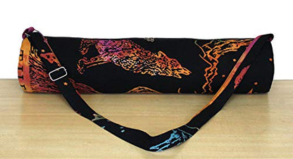 ICC Black Gold Mandala Full-Zip Exercise Yoga Mat Carry Bag Gym Beach Pilates Carrier Bags Hippie Mandala Indian Cotton Bag - style: Multi Crying Wolf
