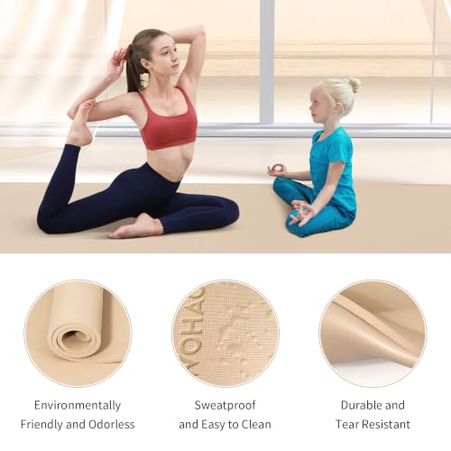 Extra Wide & Thick 8mm Yoga Mat, 72"x31.5" | Large Non Slip Exercise Mat, Premium POE Material, Superior Cushioning & Stability, With Strap for Home Gym, Pilates - color: Milk Coffee