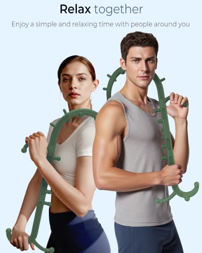 Back and Neck Massager for Pain Relief Deep Tissue, Upgraded Full Body Trigger Point Cane Massage Tools, Therapy Massage Stick Pressure Point Hook, Muscle Knot Remover Tool (Green) - color: Green