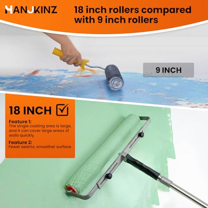 18 Inch Microfiber Paint Roller Covers, 3 Pack, 3/8" Nap | Thick Microfiber Sleeves 18 Inch, Wide Large Rollers, Practical Painting Supplies for Big Wall Painting Jobs - size: 18 Inch,3 Pack