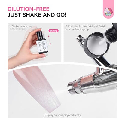 SAVILAND Hema-Free Airbrush Gel Nail Polish White Gel Nail Polish 20ML | Dilution-free Airbrush Paint for Nails,No Clogging, Non-Acetone, High Pigmented Colors Airbrush Polish, Ombre French Nail - color: A-White