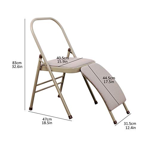 INNOLIFE Yoga Auxiliary Chair with Lumbar Back Support Foldable Balance Training with Purple Yoga Resistance Band - color: Grey with yoga resistance band